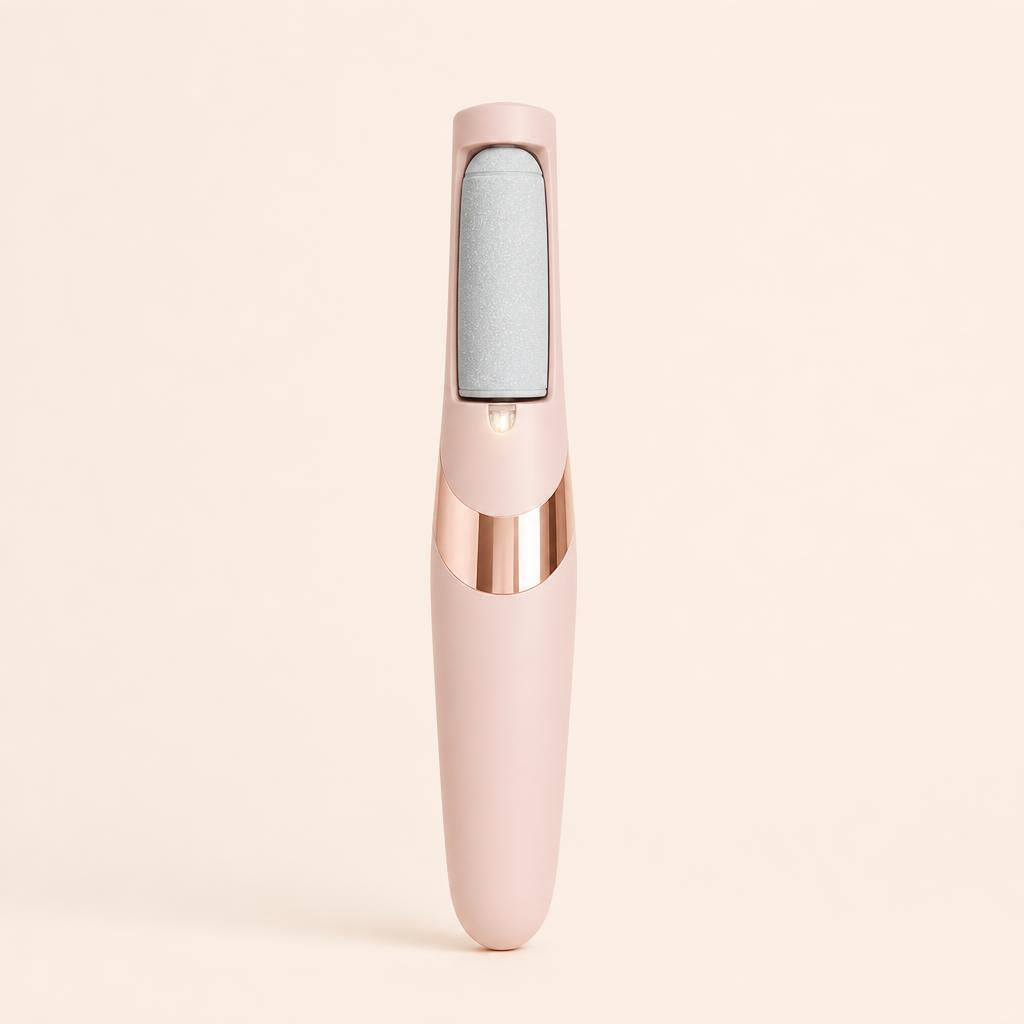 Lima eléctrica de pies SoftStep Pro en rosa empolvado con banda de oro rosa, vista frontal