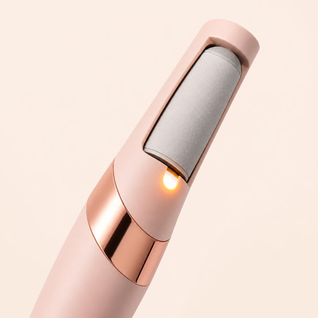 Detalle del rodillo de grano mineral y la luz LED encendida de SoftStep Pro